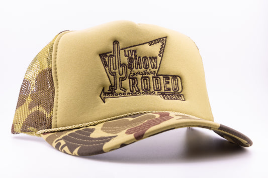 CAMO MOTEL SIGN TRUCKER HAT