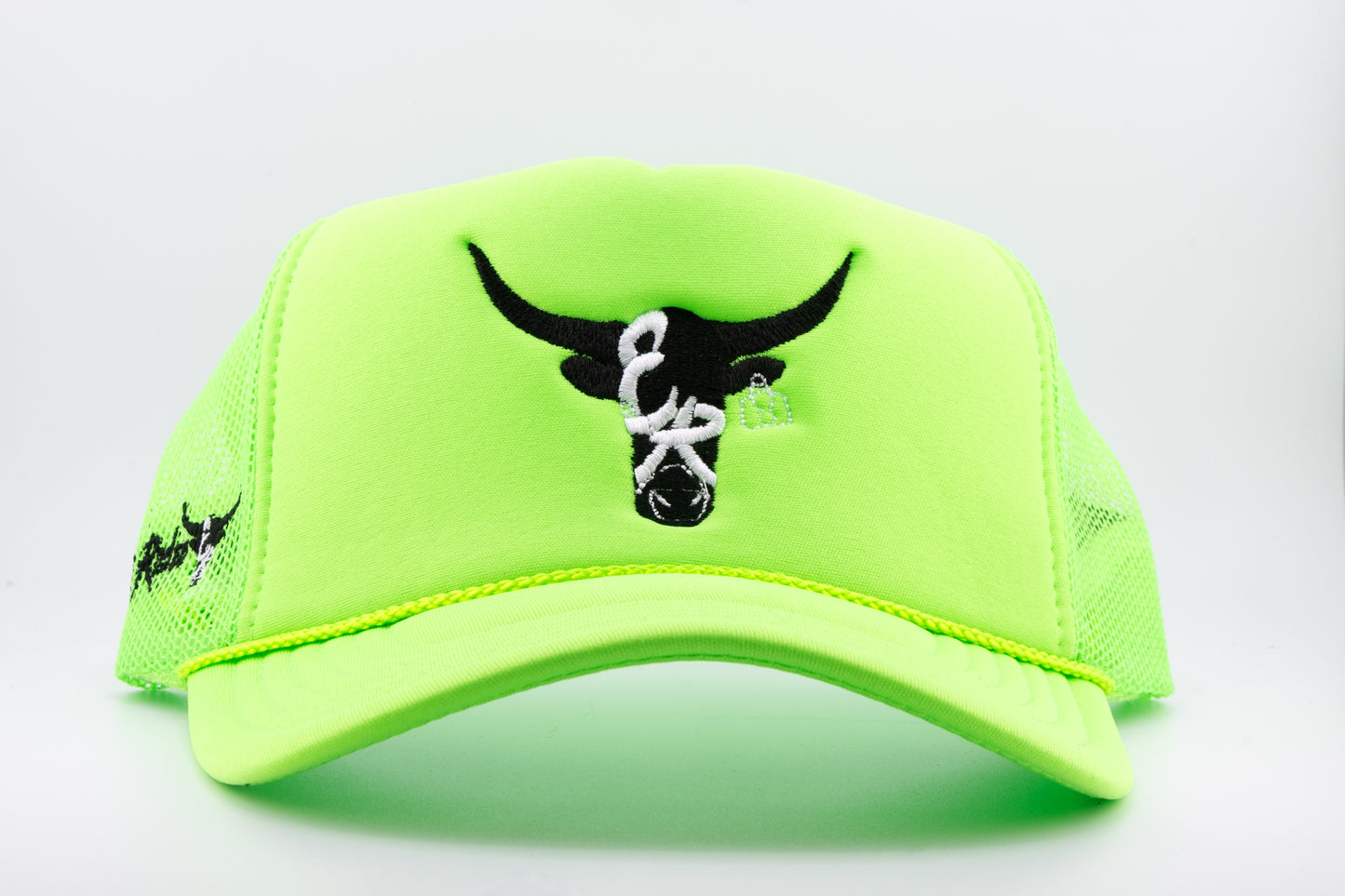 NEON GREEN STEER HEAD LOGO TRUCKER HAT