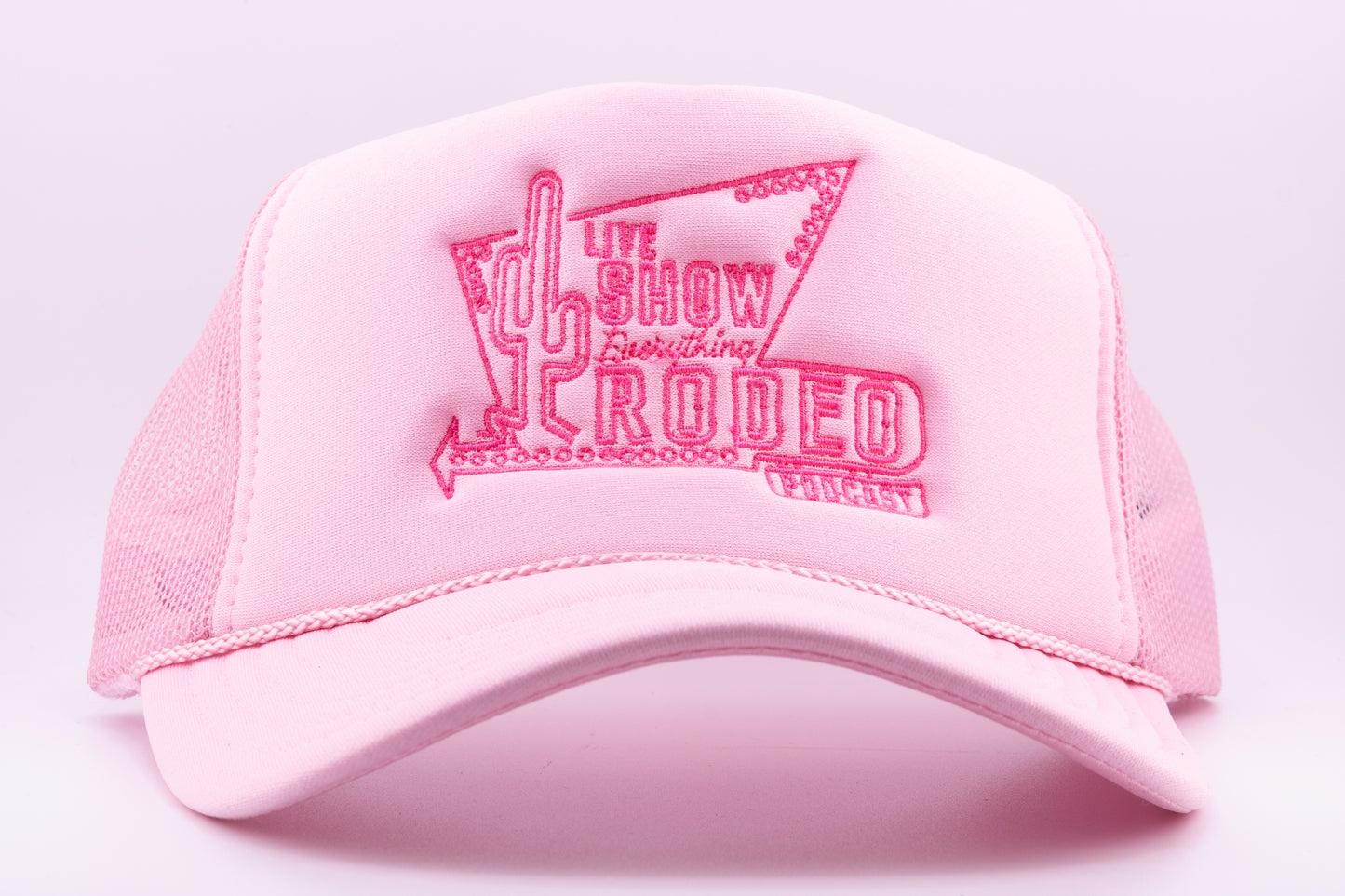 PINK MONOCHROME MOTEL SIGN TRUCKER HAT